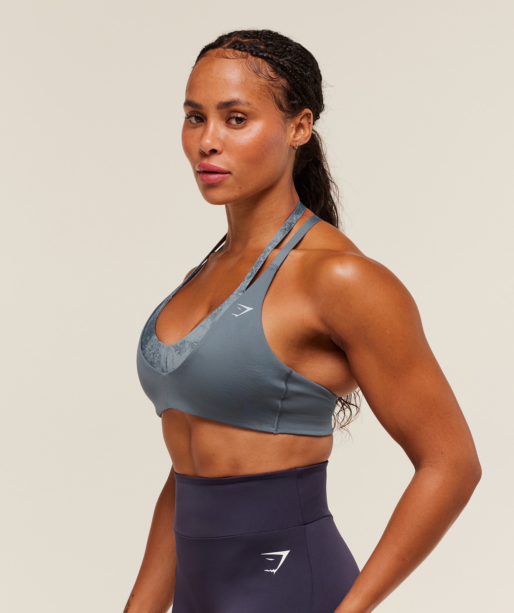 Women's Gymshark Reps T Back Sports Bra Iron Blue