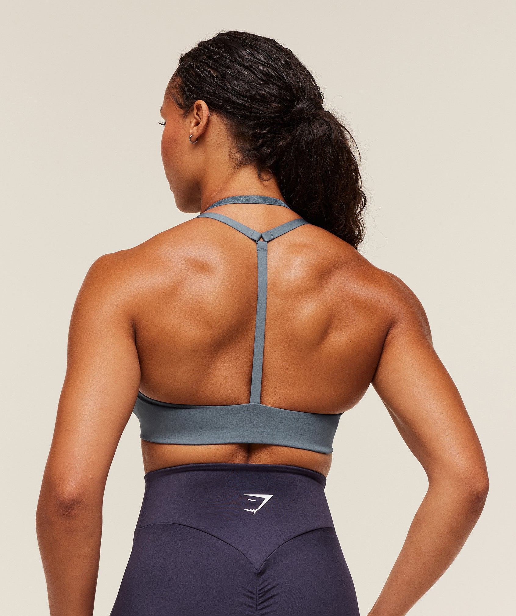 Women's Gymshark Reps T Back Sports Bra Iron Blue