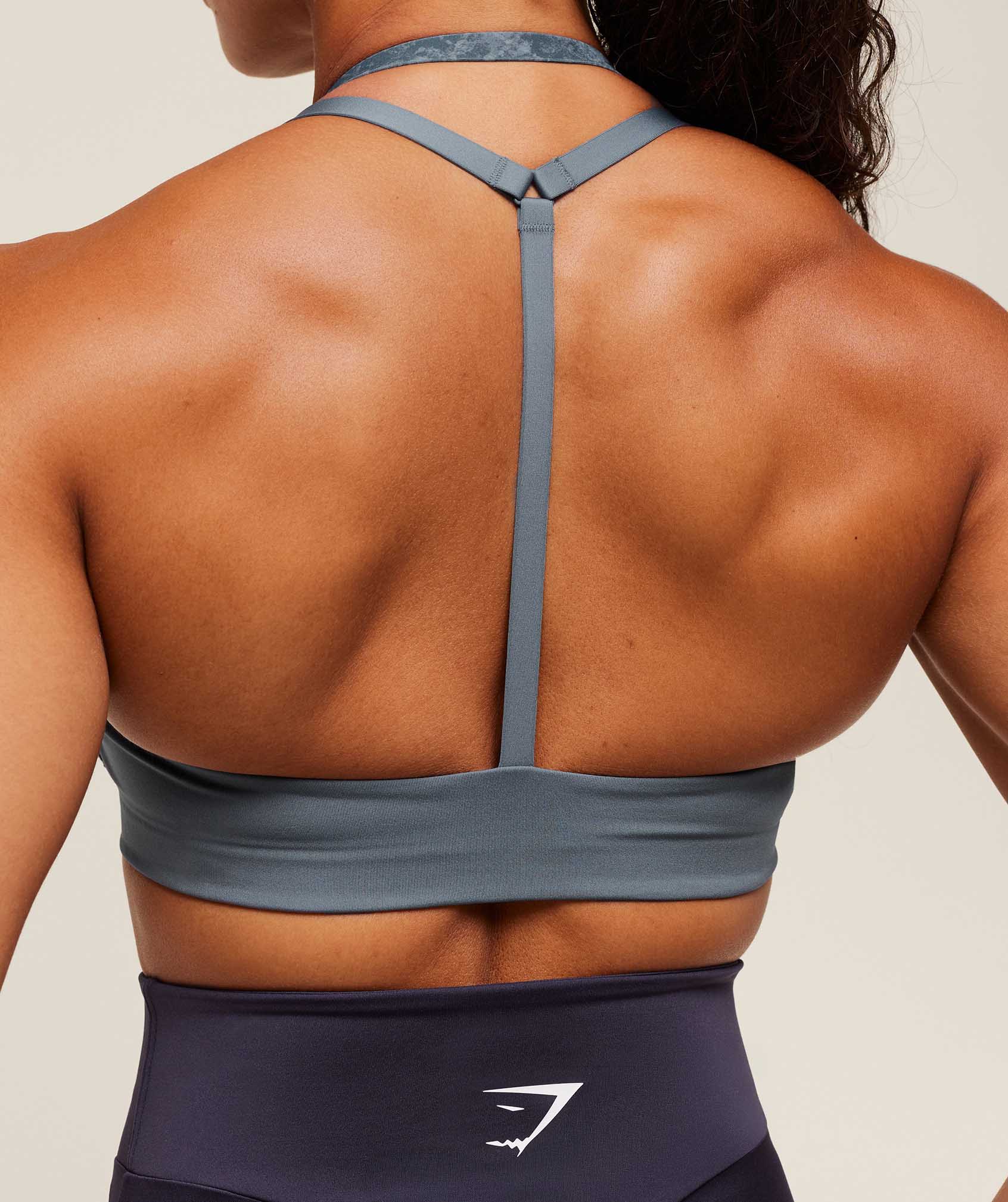 Women's Gymshark Reps T Back Sports Bra Iron Blue