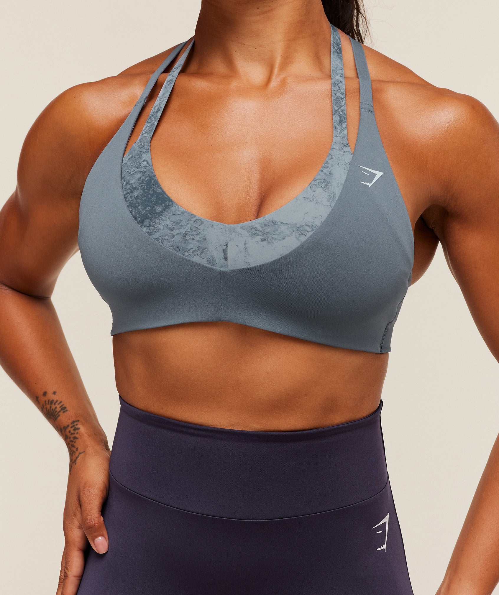 Women's Gymshark Reps T Back Sports Bra Iron Blue