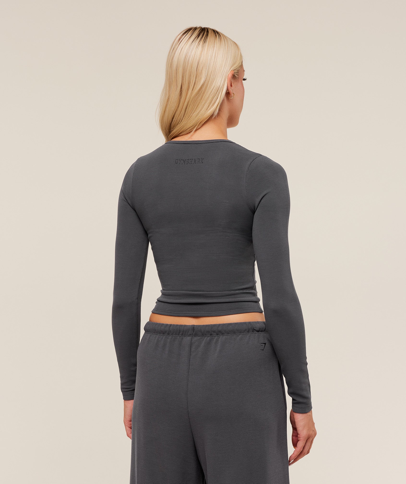 Women's Gymshark Waffle Long Sleeve Top Grey