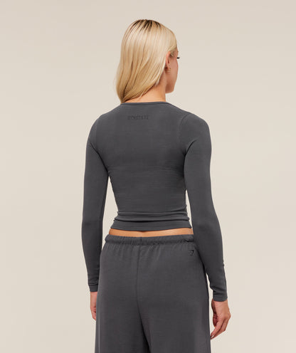 Women's Gymshark Waffle Long Sleeve Top Grey