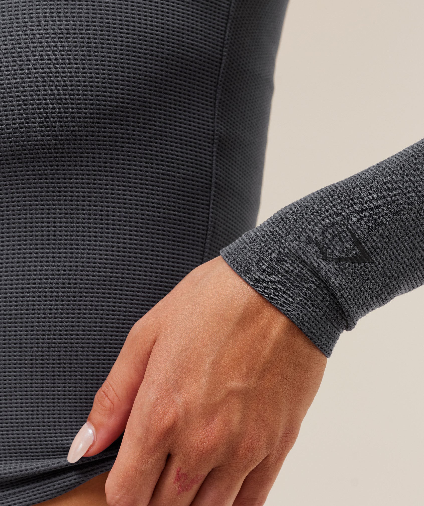Women's Gymshark Waffle Long Sleeve Top Grey