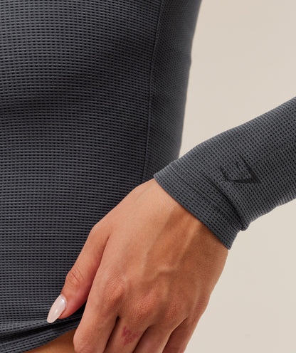 Women's Gymshark Waffle Long Sleeve Top Grey