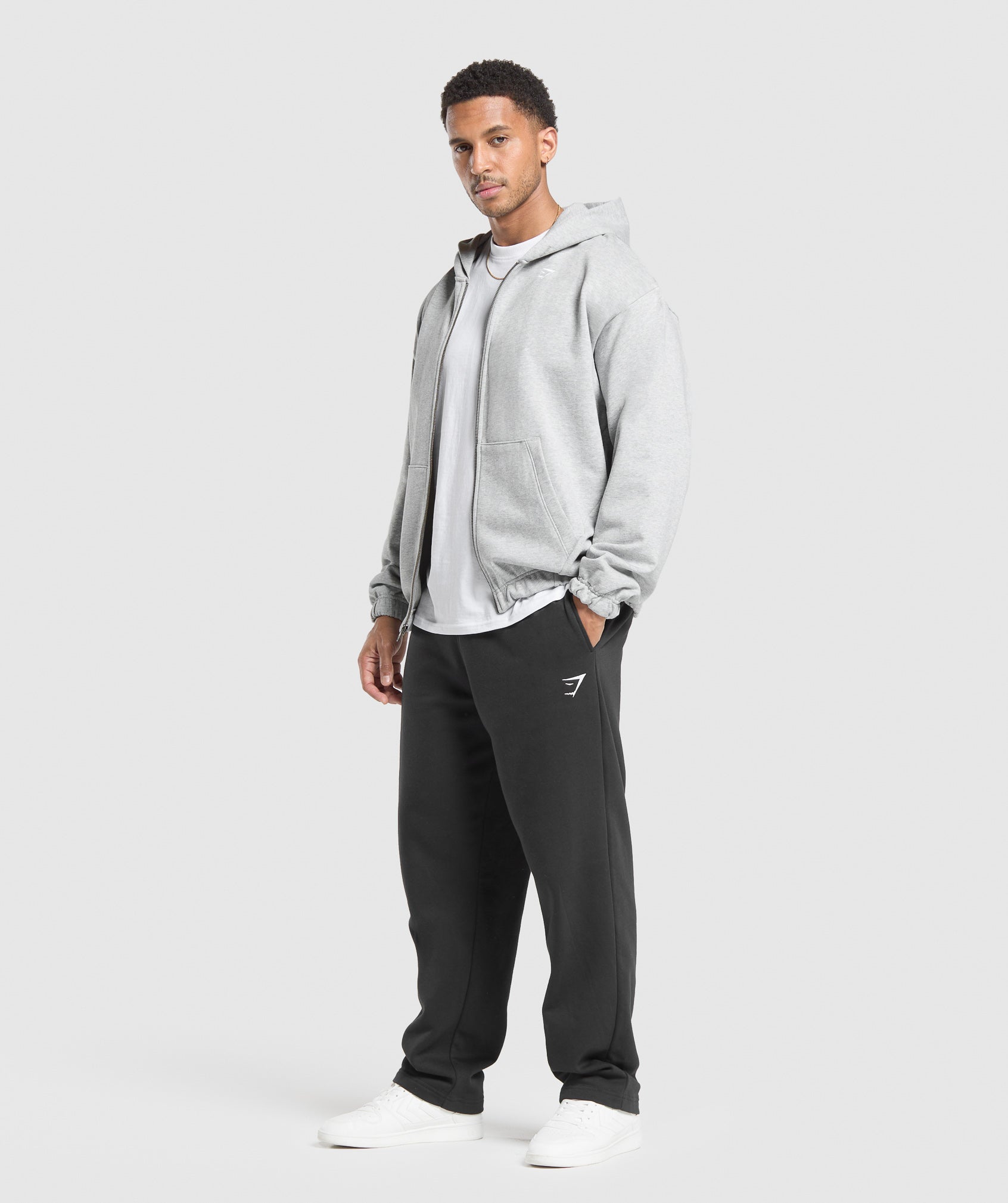 Gymshark Rest Day Essentials Zip Hoodie Light Grey Core Marl