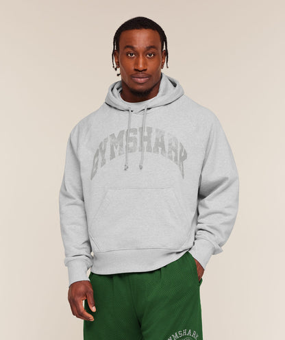 Gymshark Retro Collegiate Graphic Hoodie Bros Soft Grey Marl