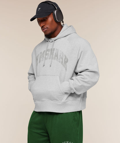 Gymshark Retro Collegiate Graphic Hoodie Bros Soft Grey Marl