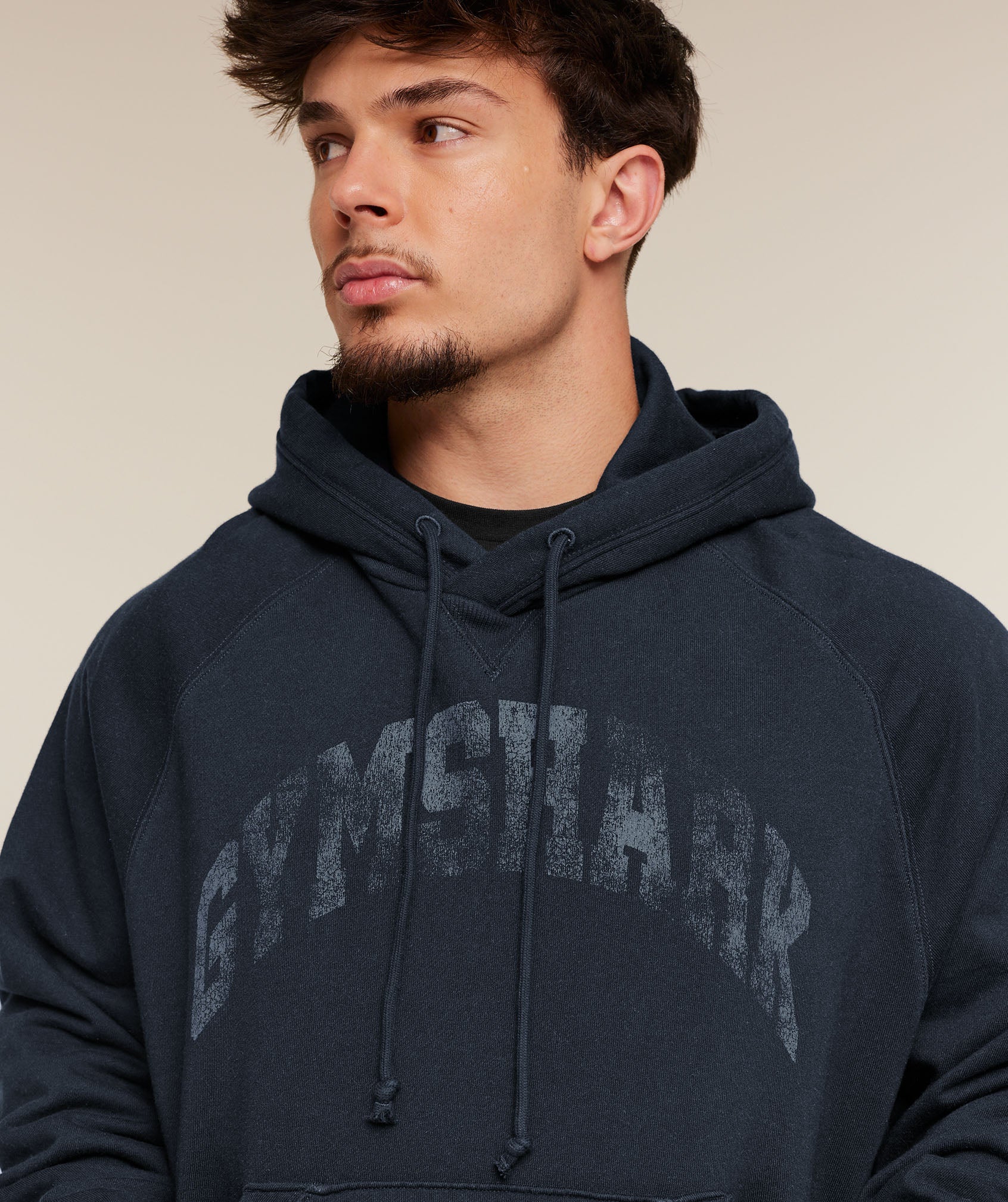 Gymshark Retro Collegiate Graphic Hoodie Heavy Blue