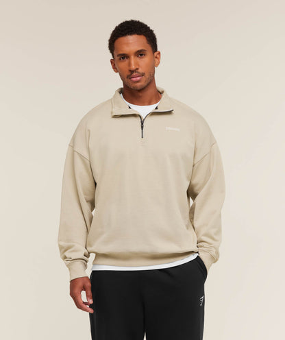 Gymshark Rest Day Sweats 1/4 Zip Pebble Grey