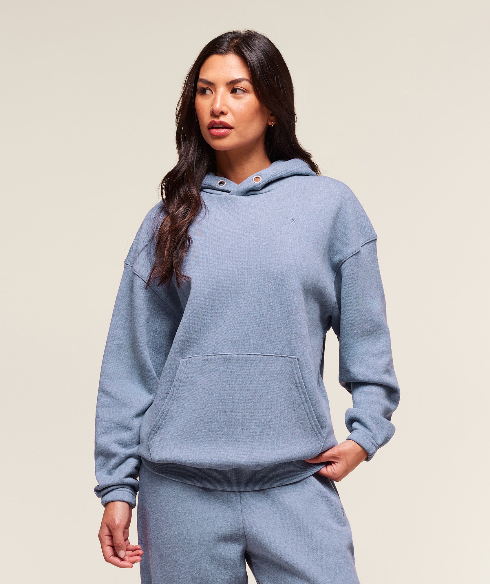 Women's Gymshark Rest Day Sweats 2.0 Oversized Hoodie Bros Worn Blue Marl