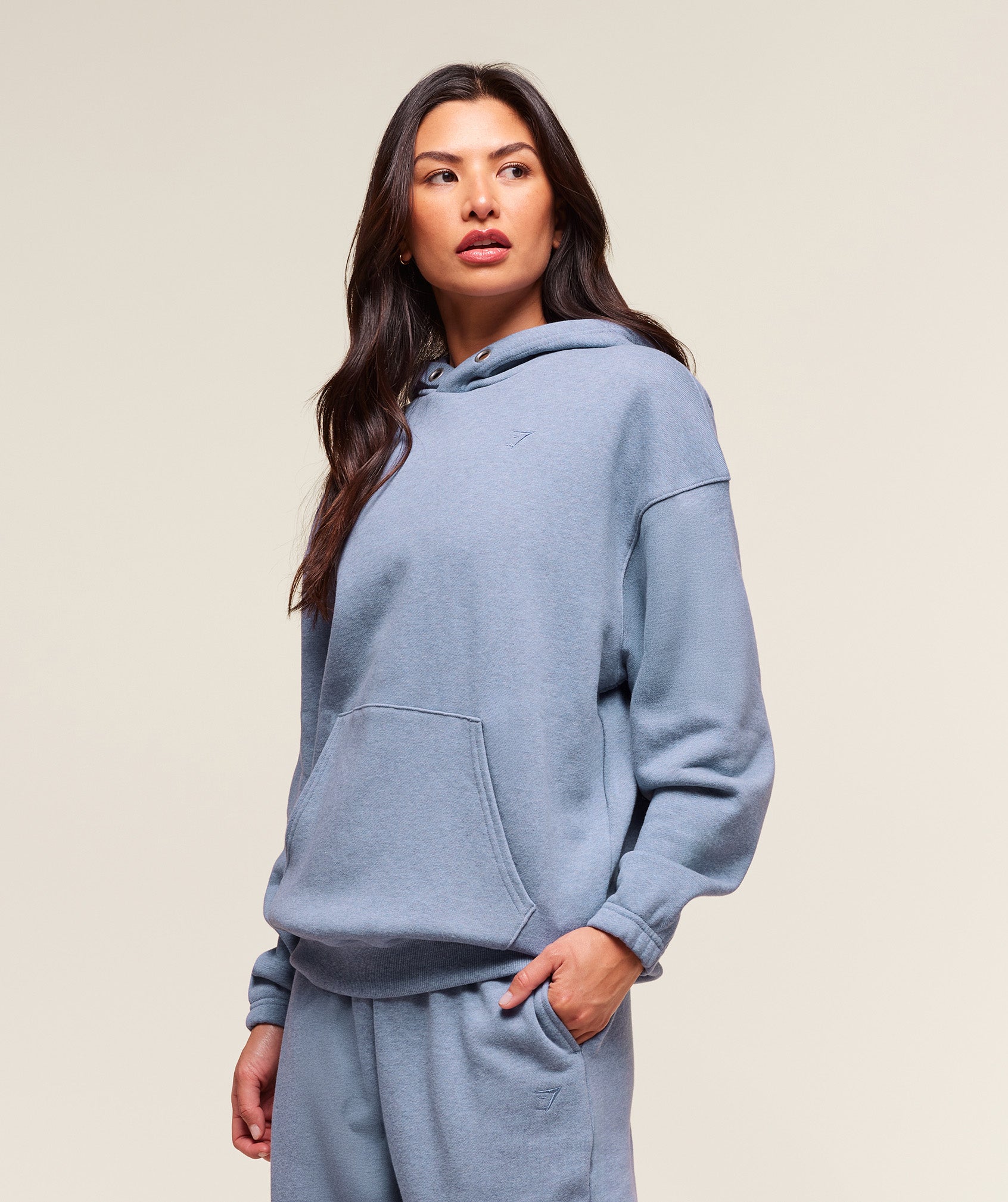 Women's Gymshark Rest Day Sweats 2.0 Oversized Hoodie Bros Worn Blue Marl