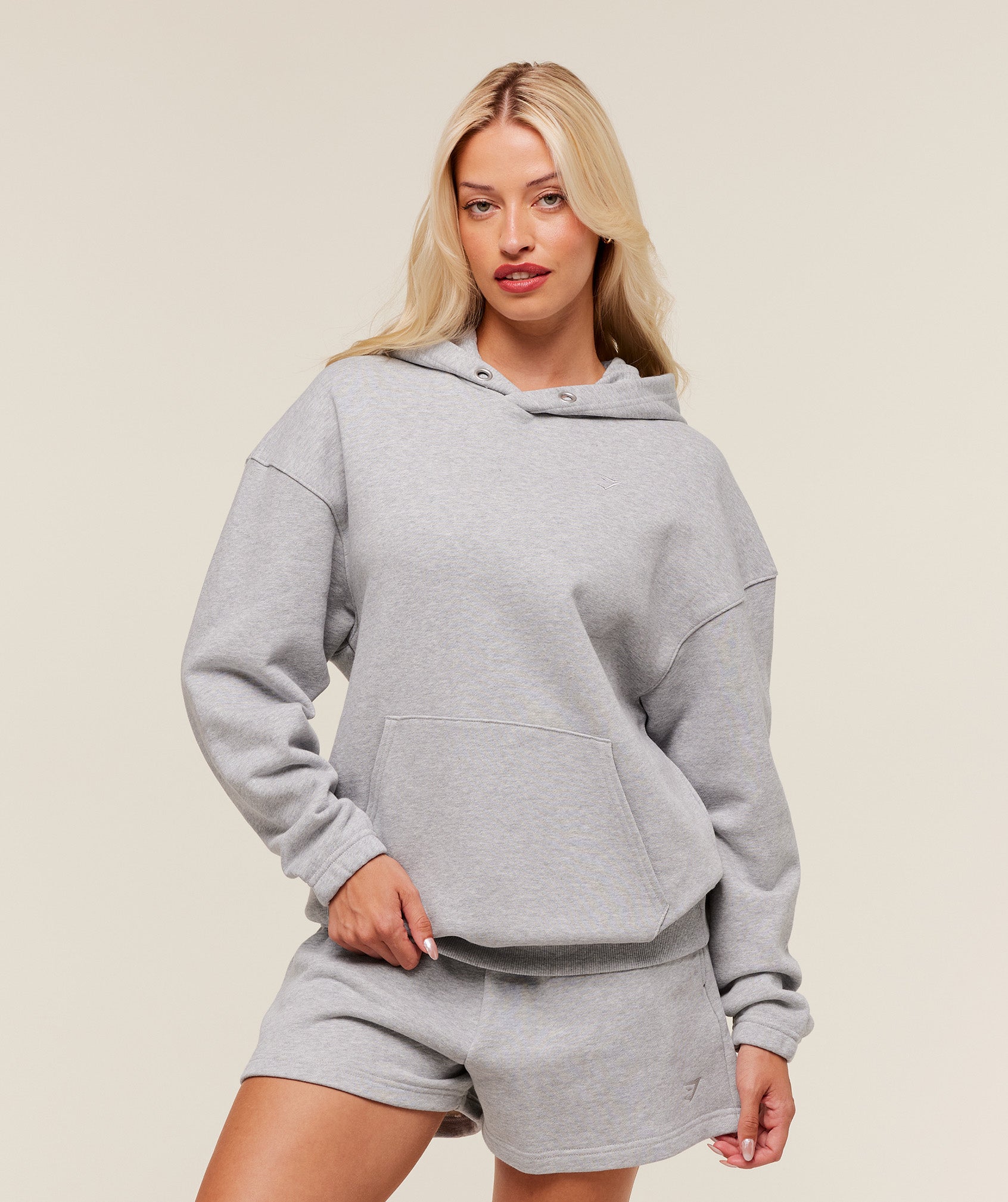 Women's Gymshark Rest Day Sweats 2.0 Oversized Hoodie Light Grey Core Marl