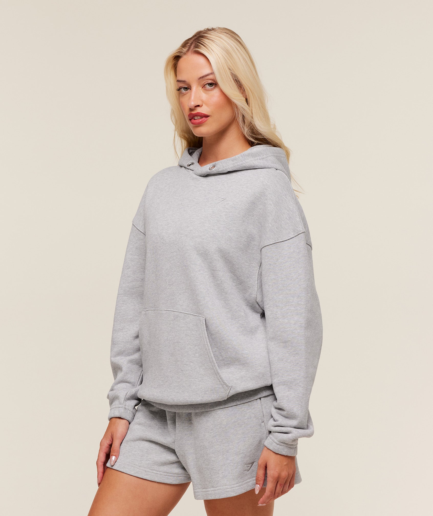 Women's Gymshark Rest Day Sweats 2.0 Oversized Hoodie Light Grey Core Marl