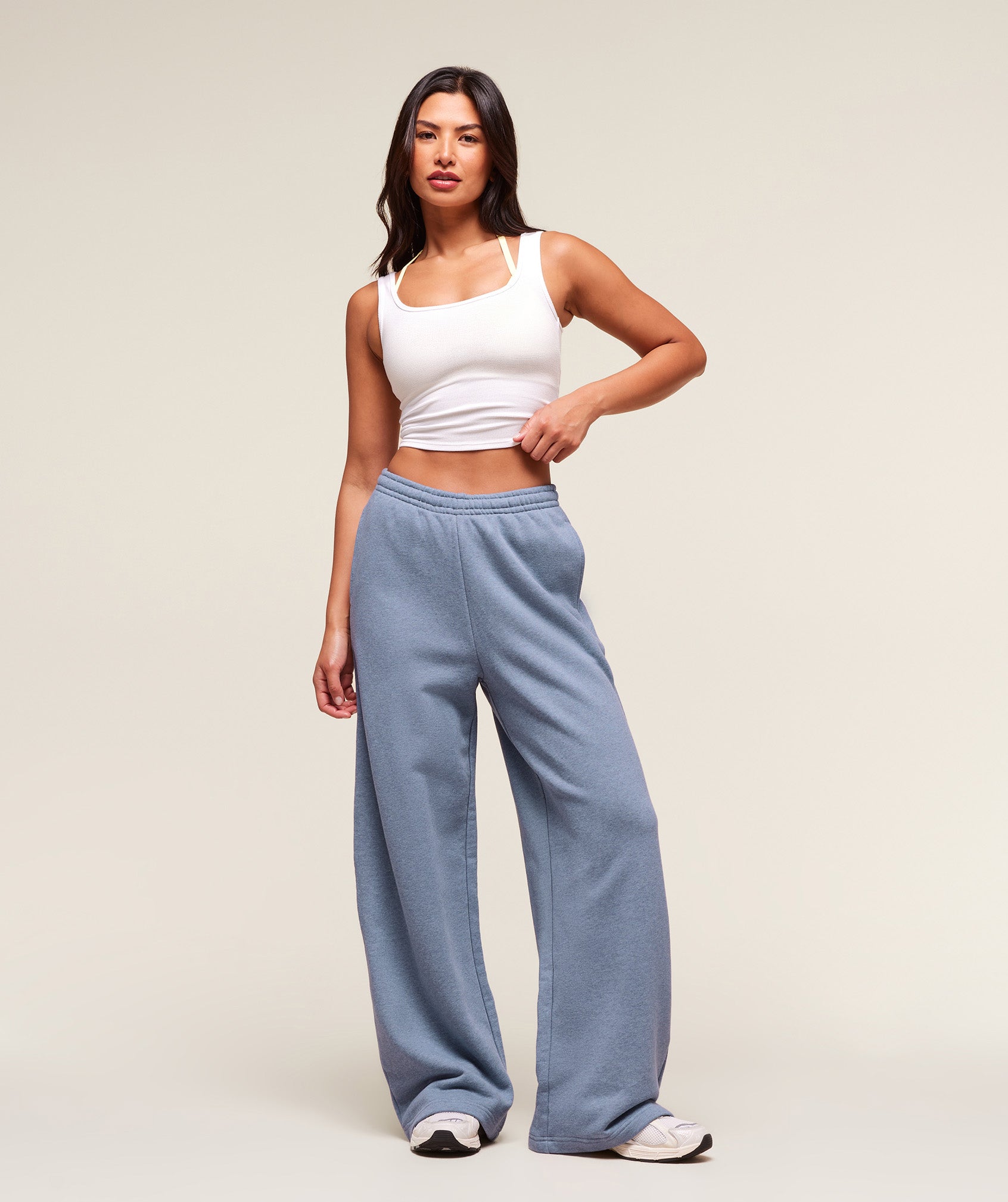Women's Gymshark Rest Day Sweats 2.0 Wide Leg Jogger Bros Worn Blue Marl