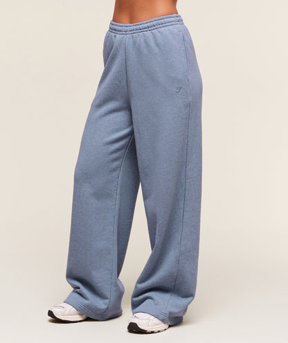 Women's Gymshark Rest Day Sweats 2.0 Wide Leg Jogger Bros Worn Blue Marl