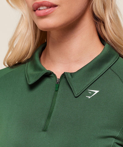 Women's Gymshark Retro Seamless Midi Polo Classic Green