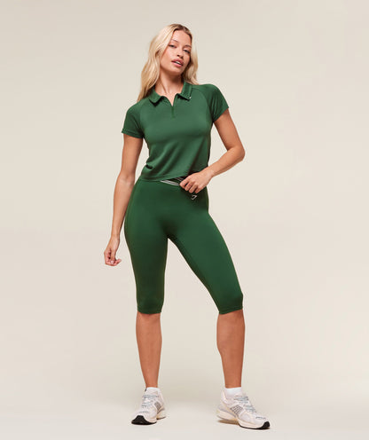 Women's Gymshark Retro Seamless Midi Polo Classic Green