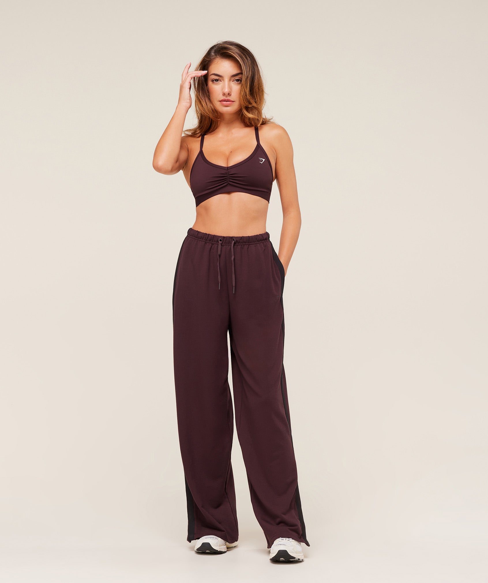 Women's Gymshark Retro Stripe Snap Pant Cherry Purple