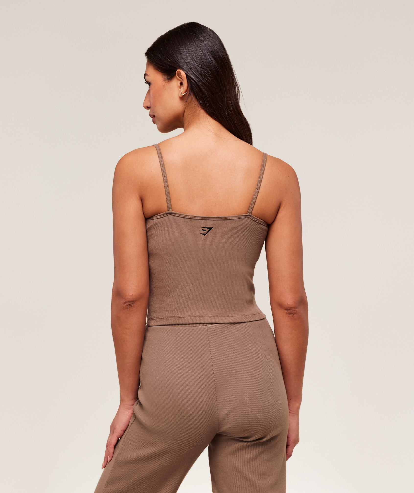 Women's Gymshark Ribbed Cotton Midi Shelf Tank Mocha Mauve
