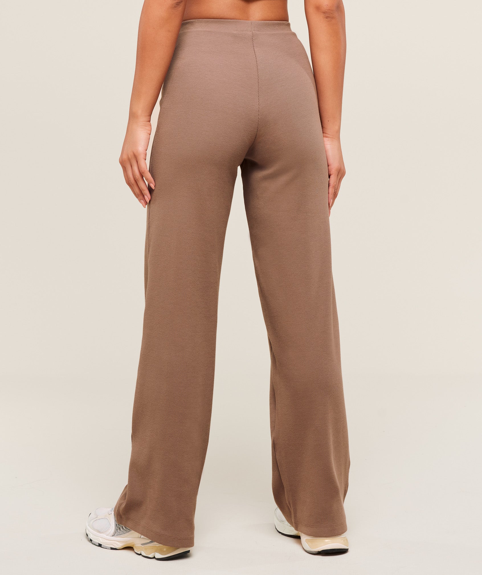 Women's Gymshark Ribbed Cotton Straight Leg Pants Mocha Mauve