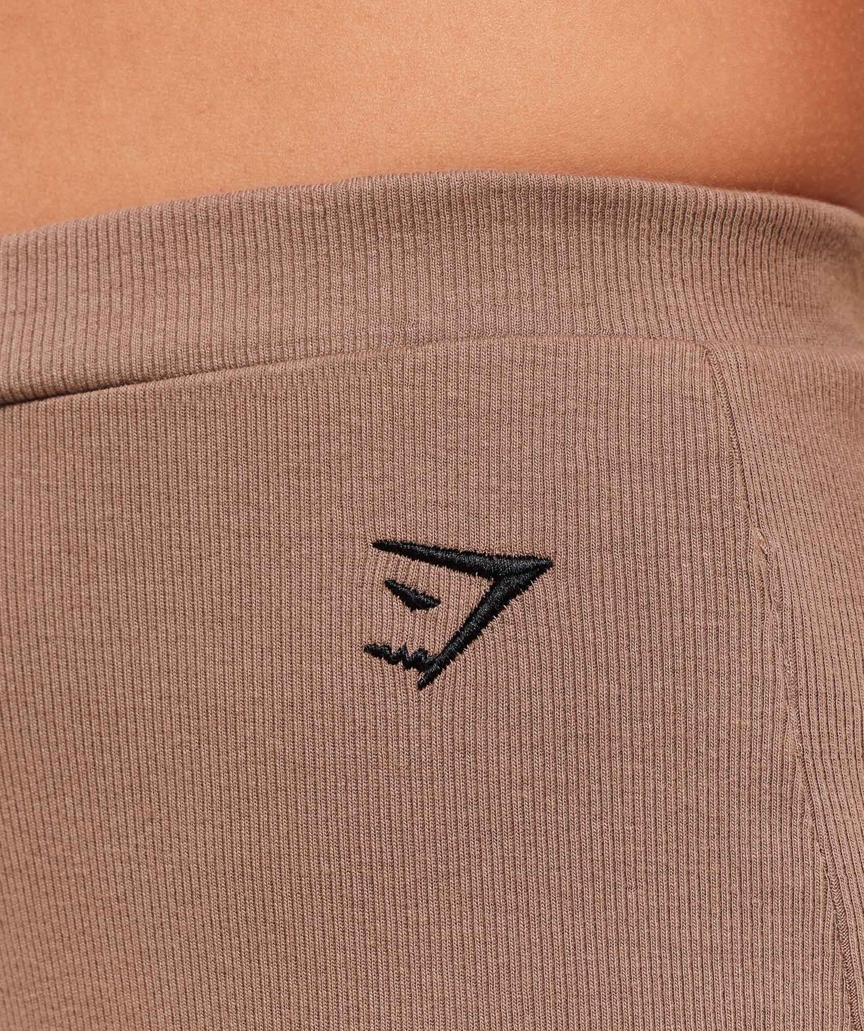 Women's Gymshark Ribbed Cotton Straight Leg Pants Mocha Mauve