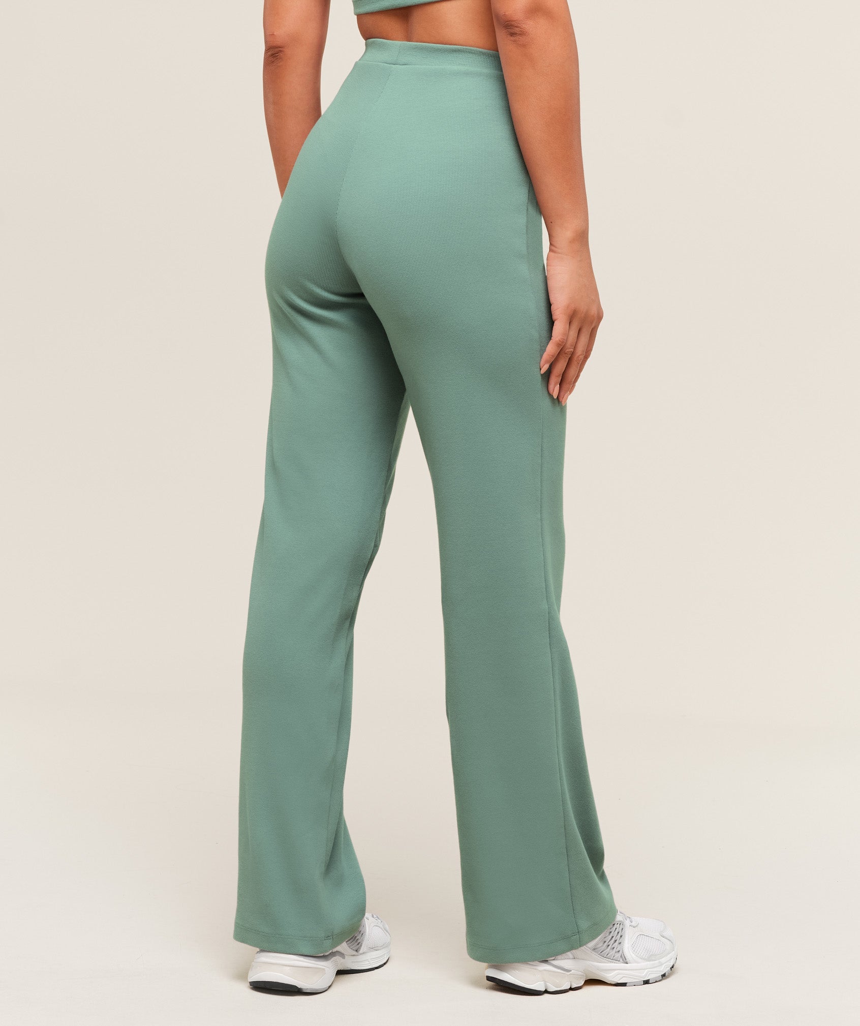 Women's Gymshark Ribbed Cotton Straight Leg Pants Celeste Blue