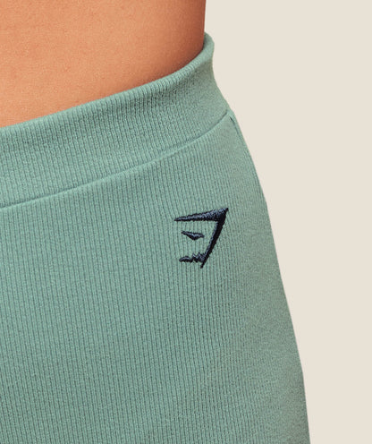 Women's Gymshark Ribbed Cotton Straight Leg Pants Celeste Blue
