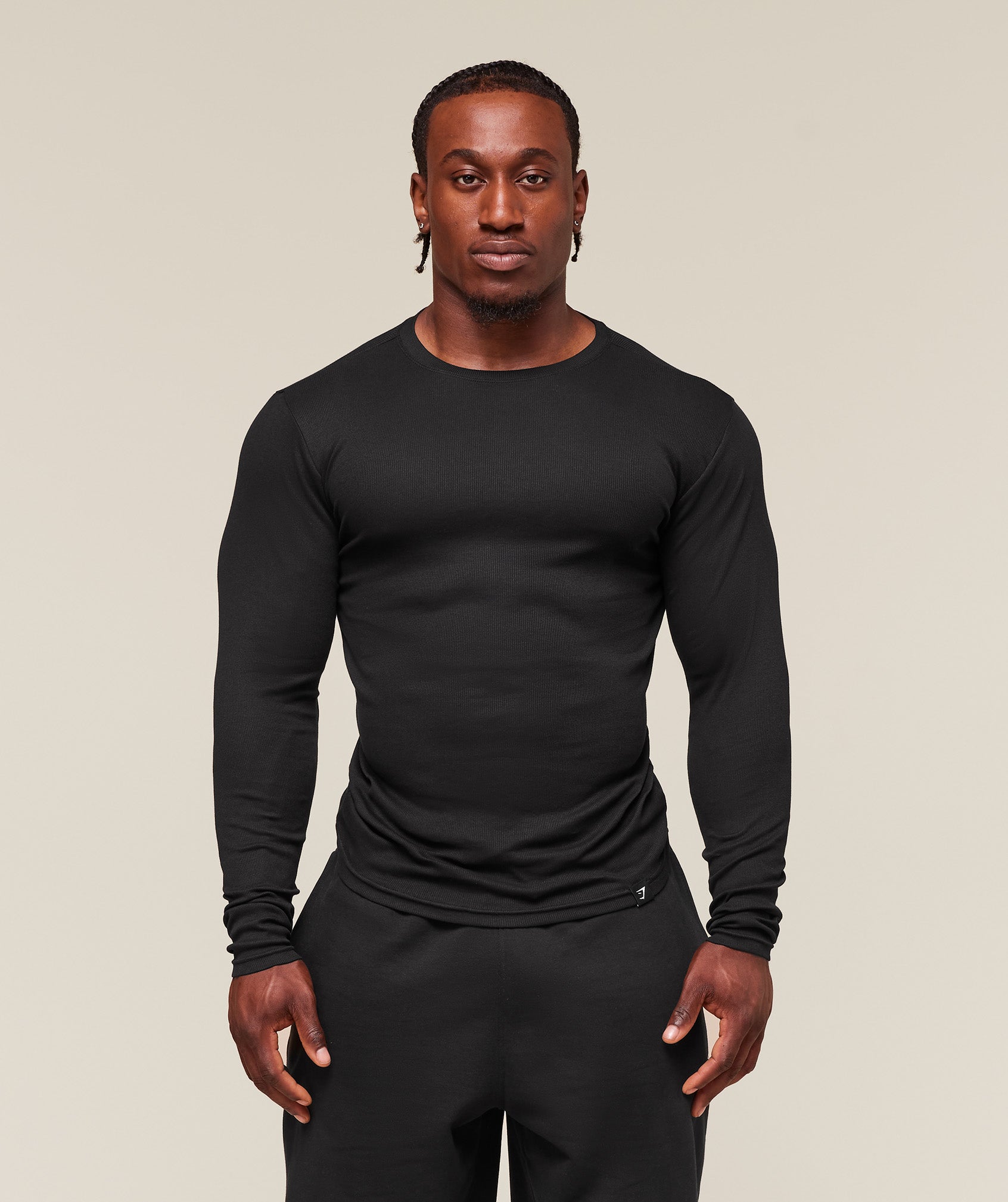 Gymshark Ribbed Long Sleeve T-Shirt Black