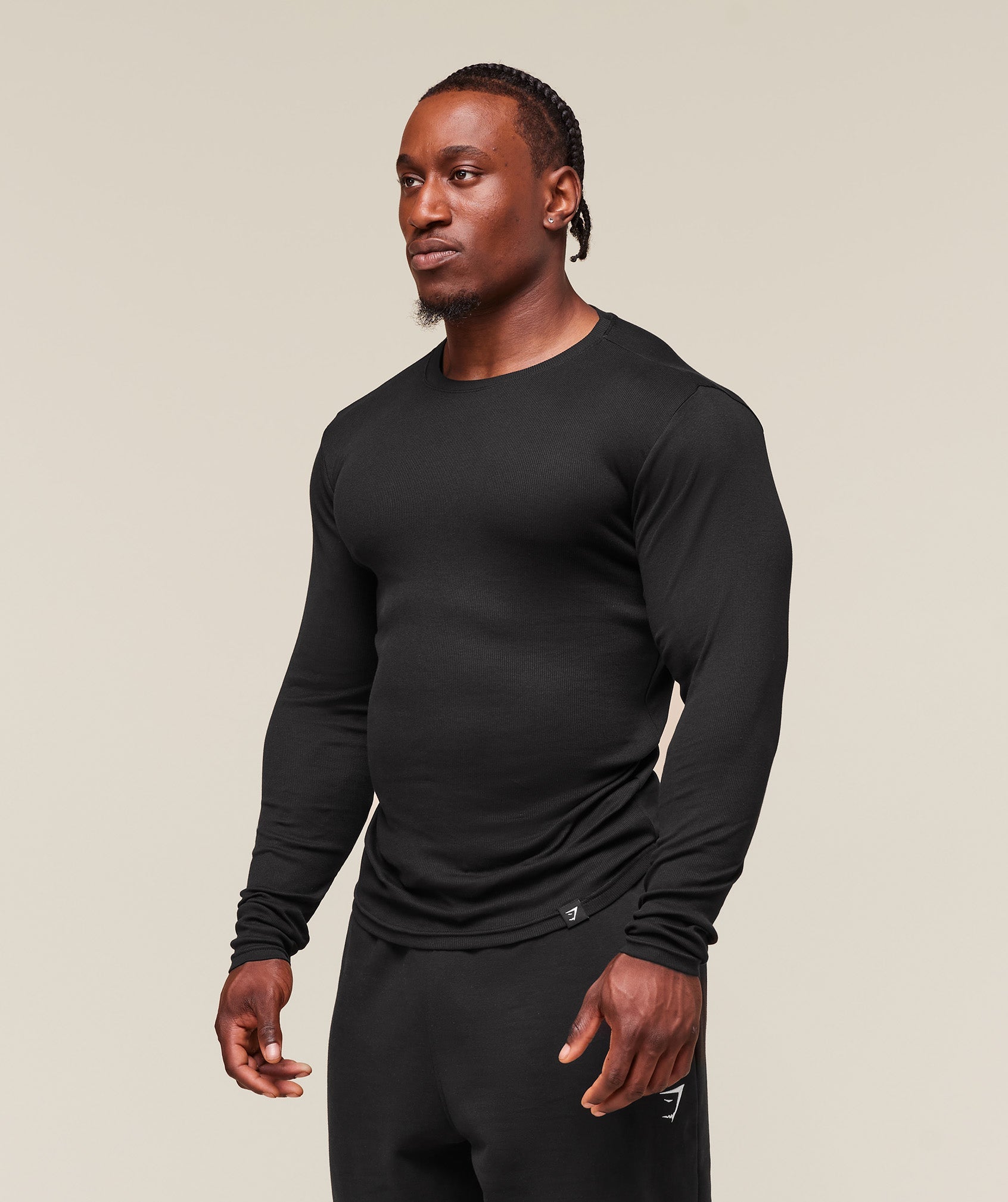 Gymshark Ribbed Long Sleeve T-Shirt Black