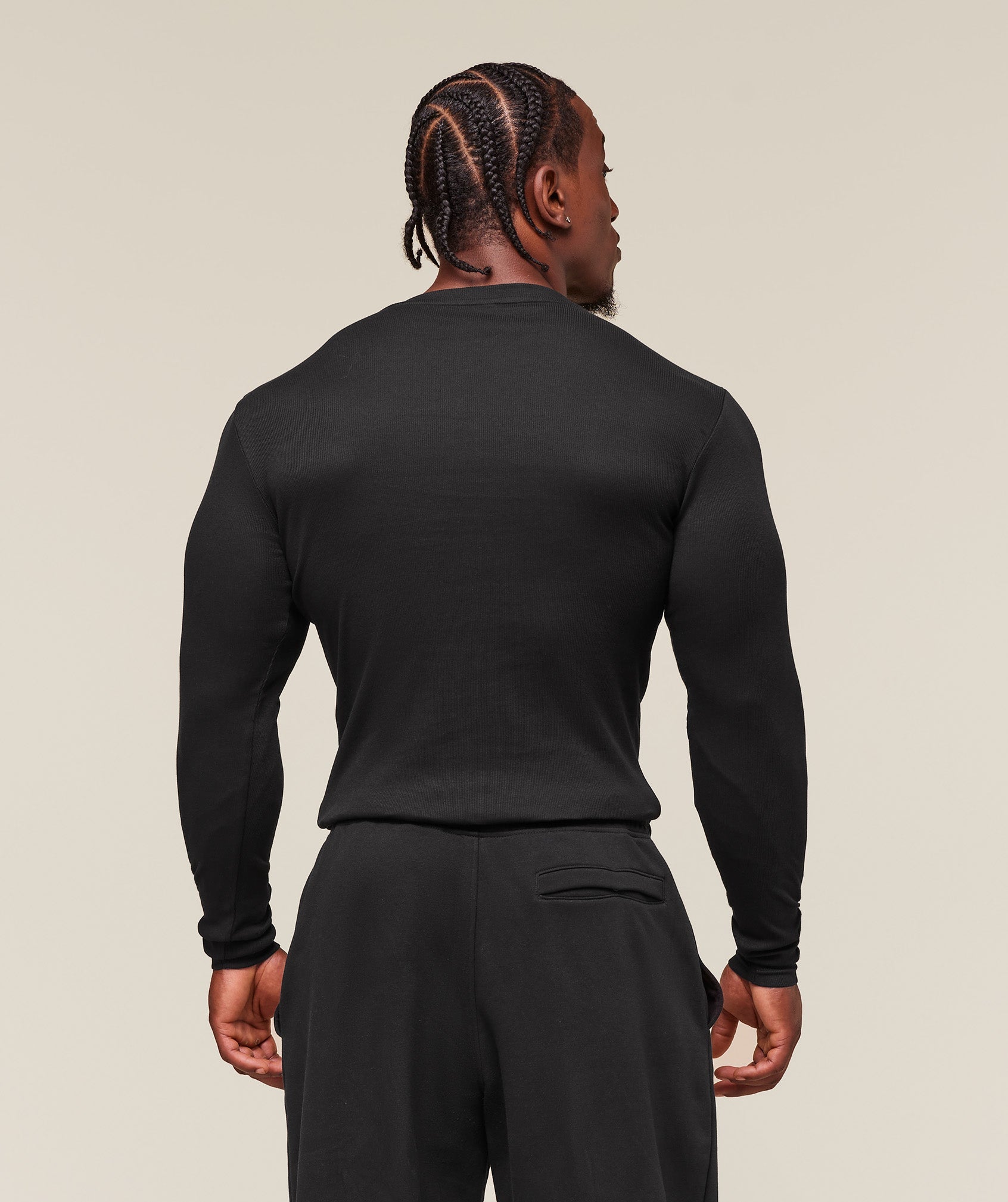 Gymshark Ribbed Long Sleeve T-Shirt Black