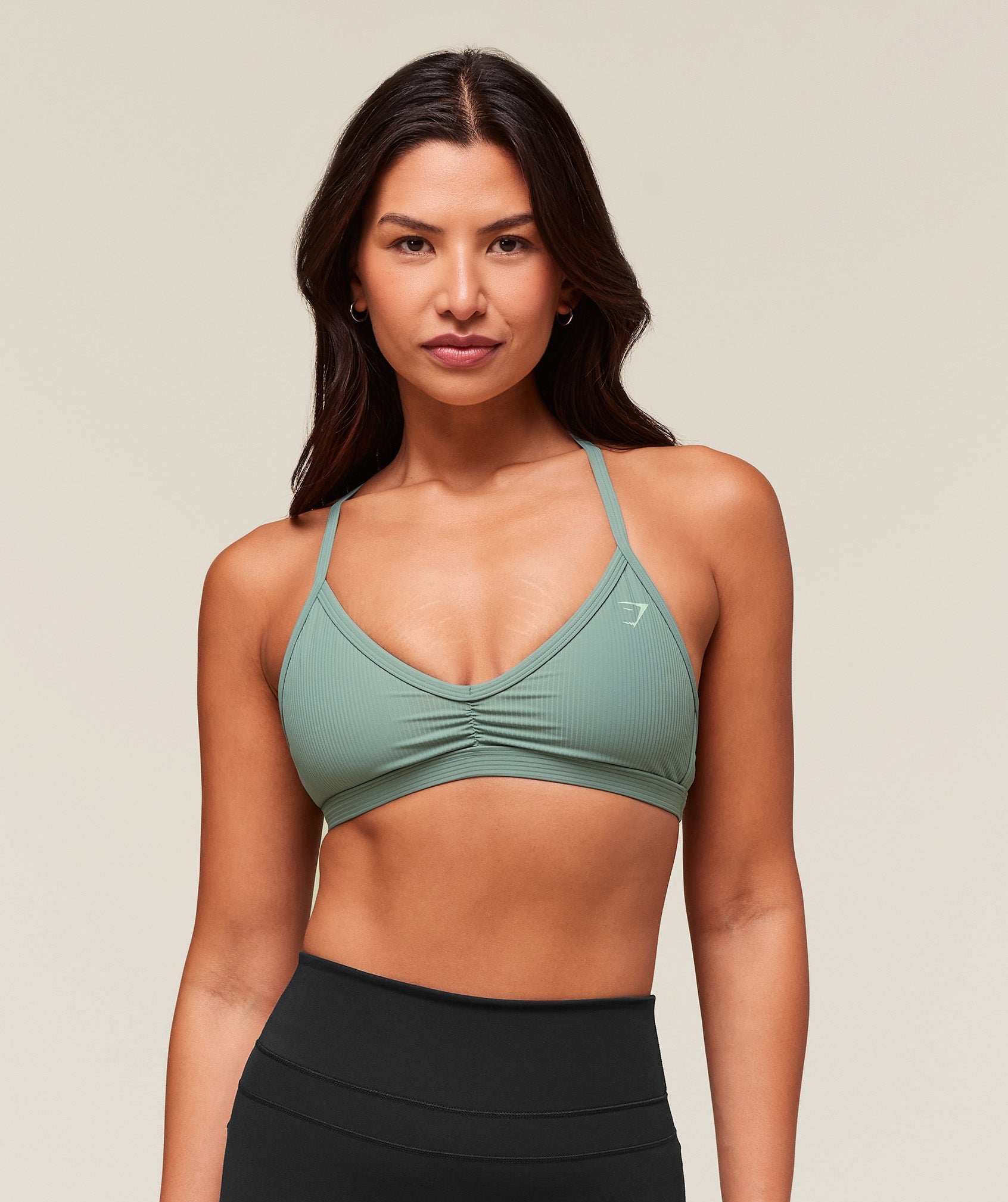 Women's Gymshark Ribbed Minimal Sports Bra Celeste Blue