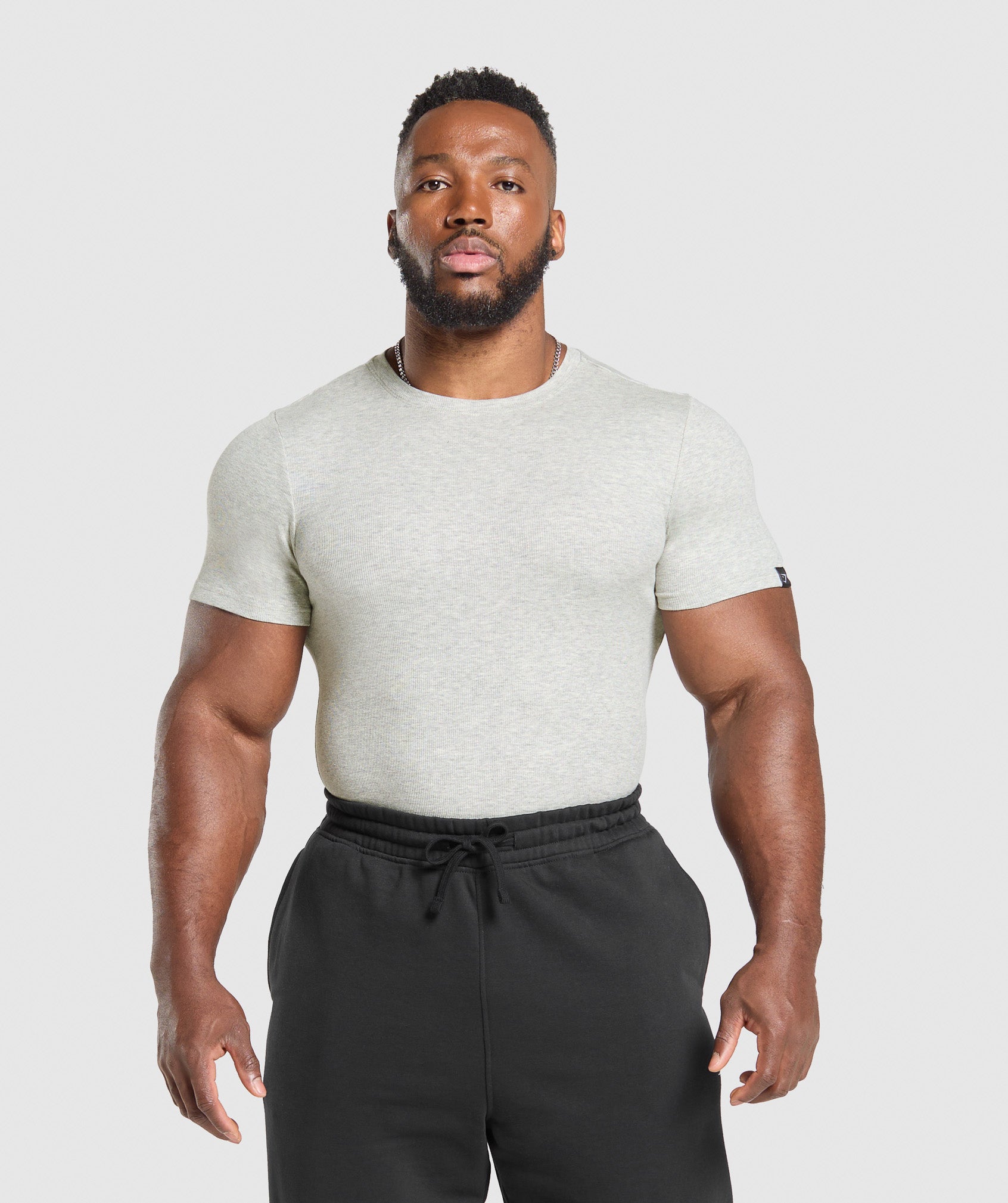 Gymshark Ribbed T-Shirt Stone Grey Marl