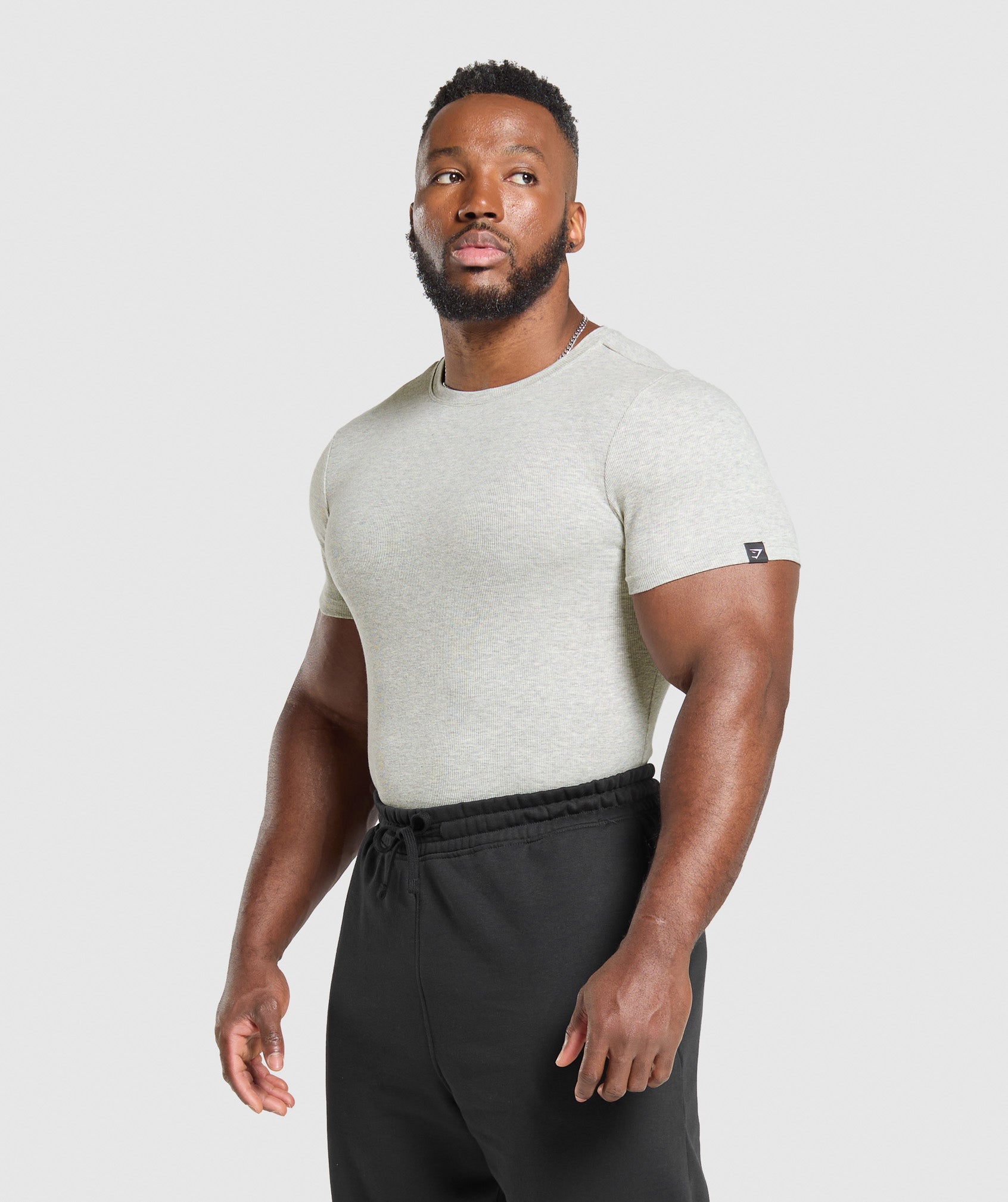 Gymshark Ribbed T-Shirt Stone Grey Marl