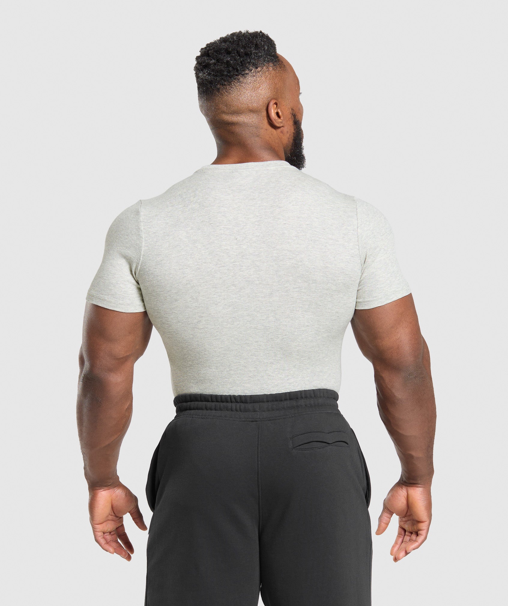 Gymshark Ribbed T-Shirt Stone Grey Marl