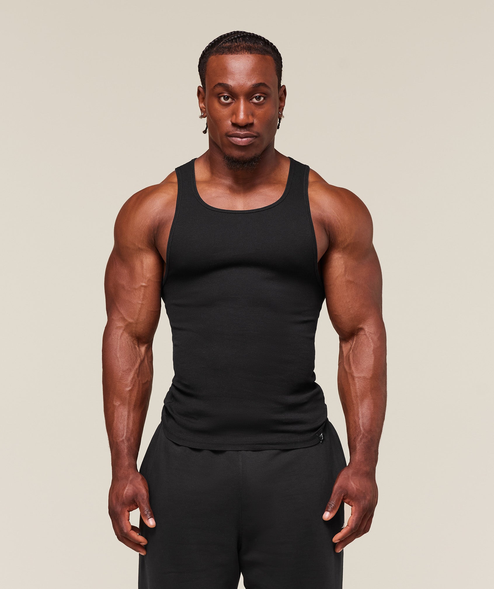 Gymshark Ribbed Tank 1Pk Black