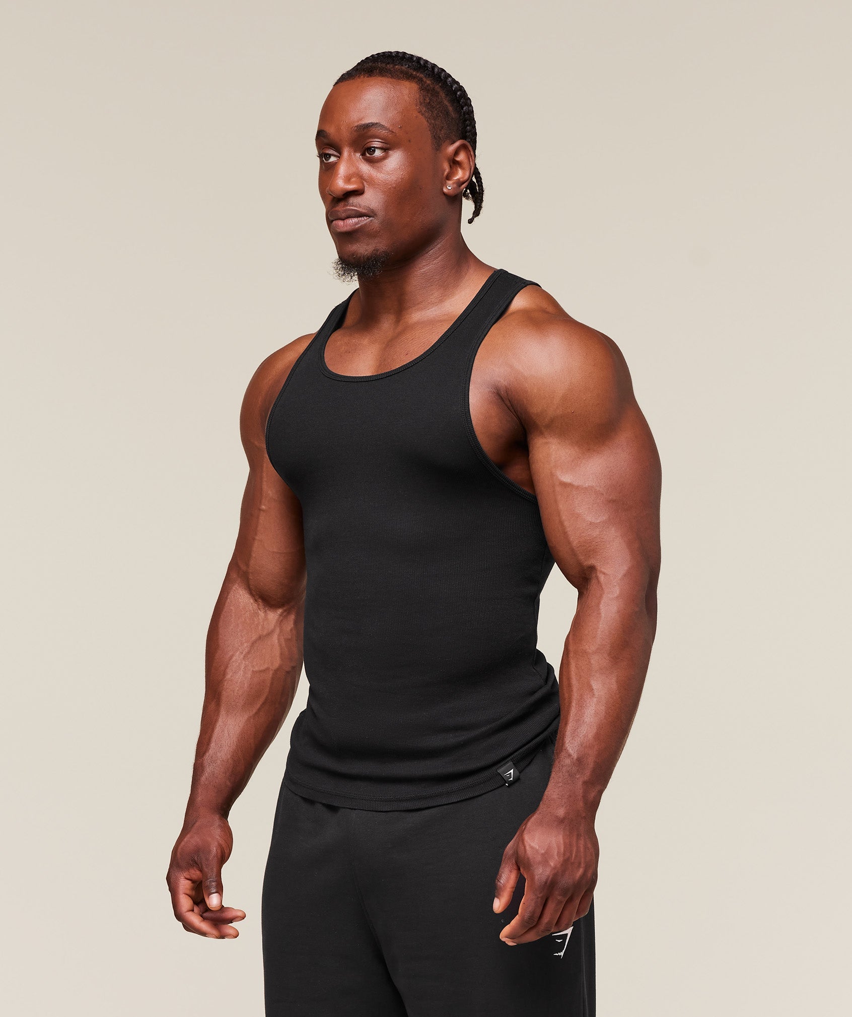 Gymshark Ribbed Tank 1Pk Black