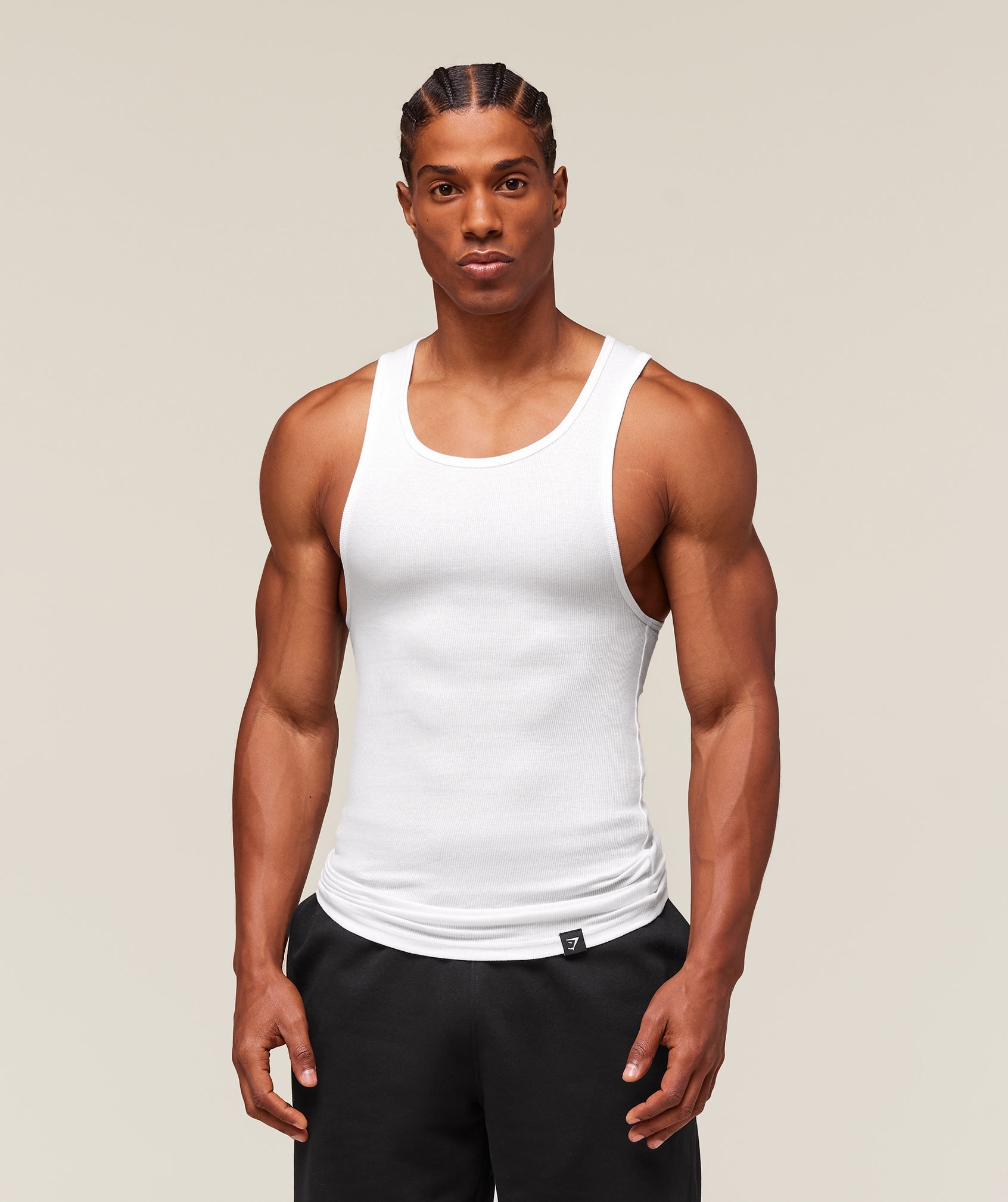 Gymshark Ribbed Tank 1Pk White