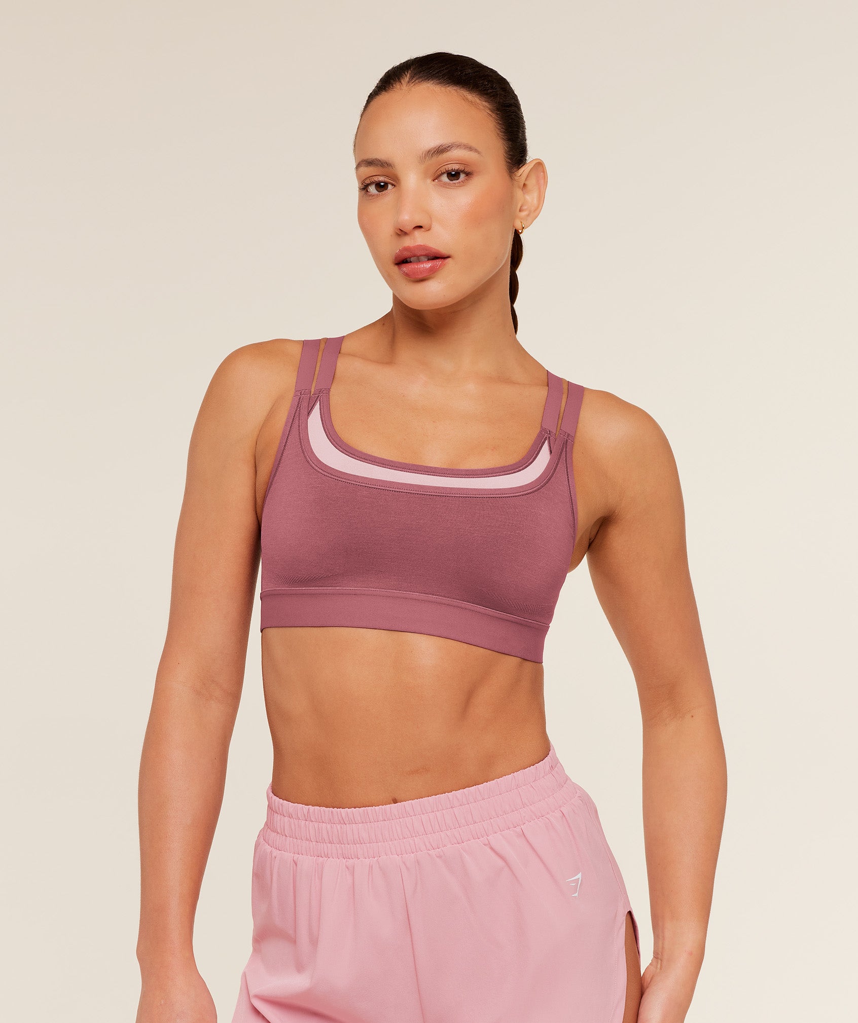 Women's Gymshark Interval Seamless Medium Support  Sports Bra Reset Pink
