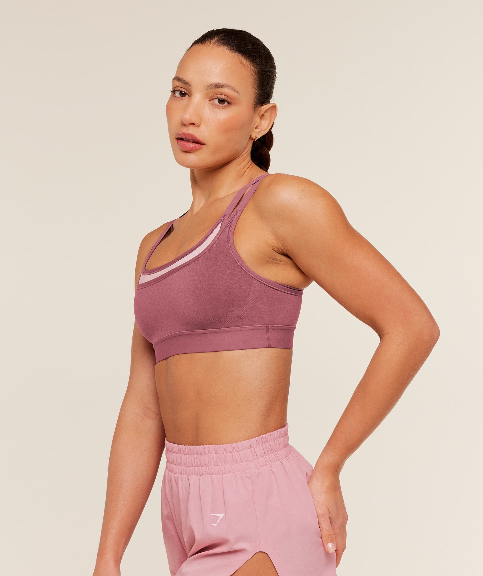Women's Gymshark Interval Seamless Medium Support  Sports Bra Reset Pink