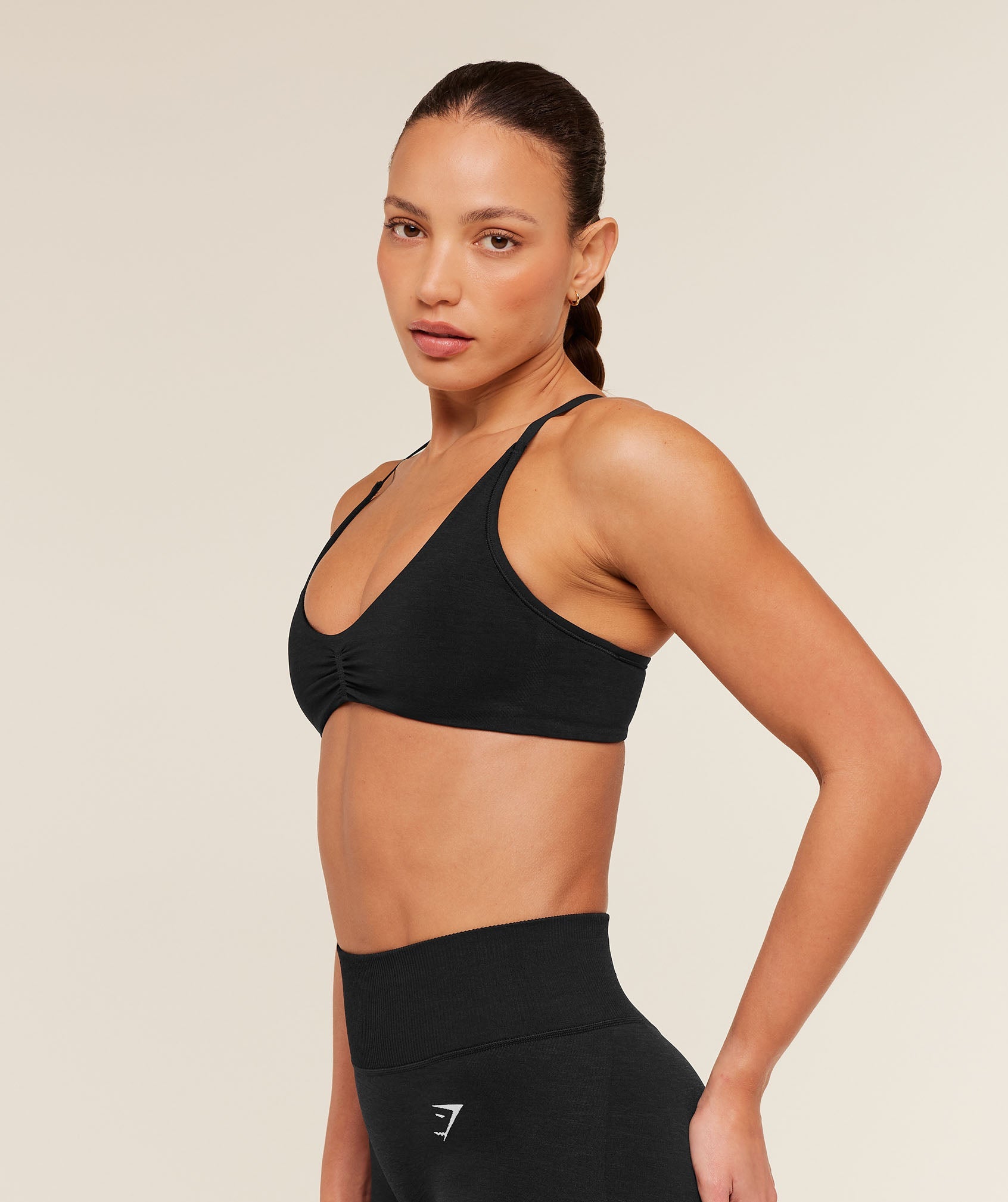 Women's Gymshark Interval Seamless Light Support Sports Bra Black