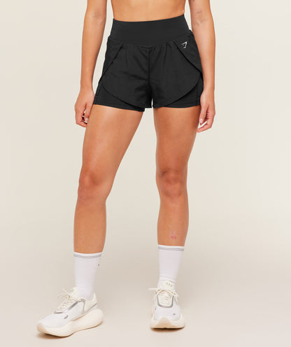 Women's Gymshark Running 2-In-1 Shorts Black