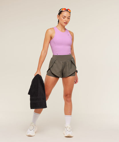Women's Gymshark Running 2-In-1 Shorts Camo Brown