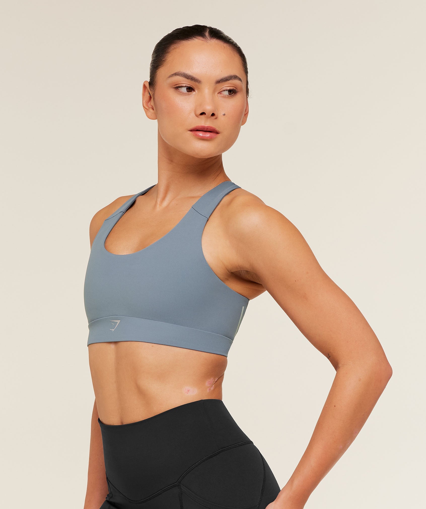 Women's Gymshark Medium Support Running Sports Bra Iron Blue