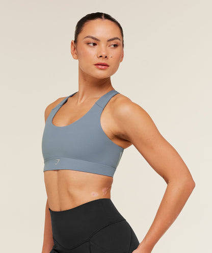 Women's Gymshark Medium Support Running Sports Bra Iron Blue