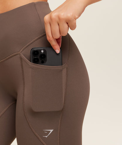 Women's Gymshark Running Pocket Leggings Camo Brown