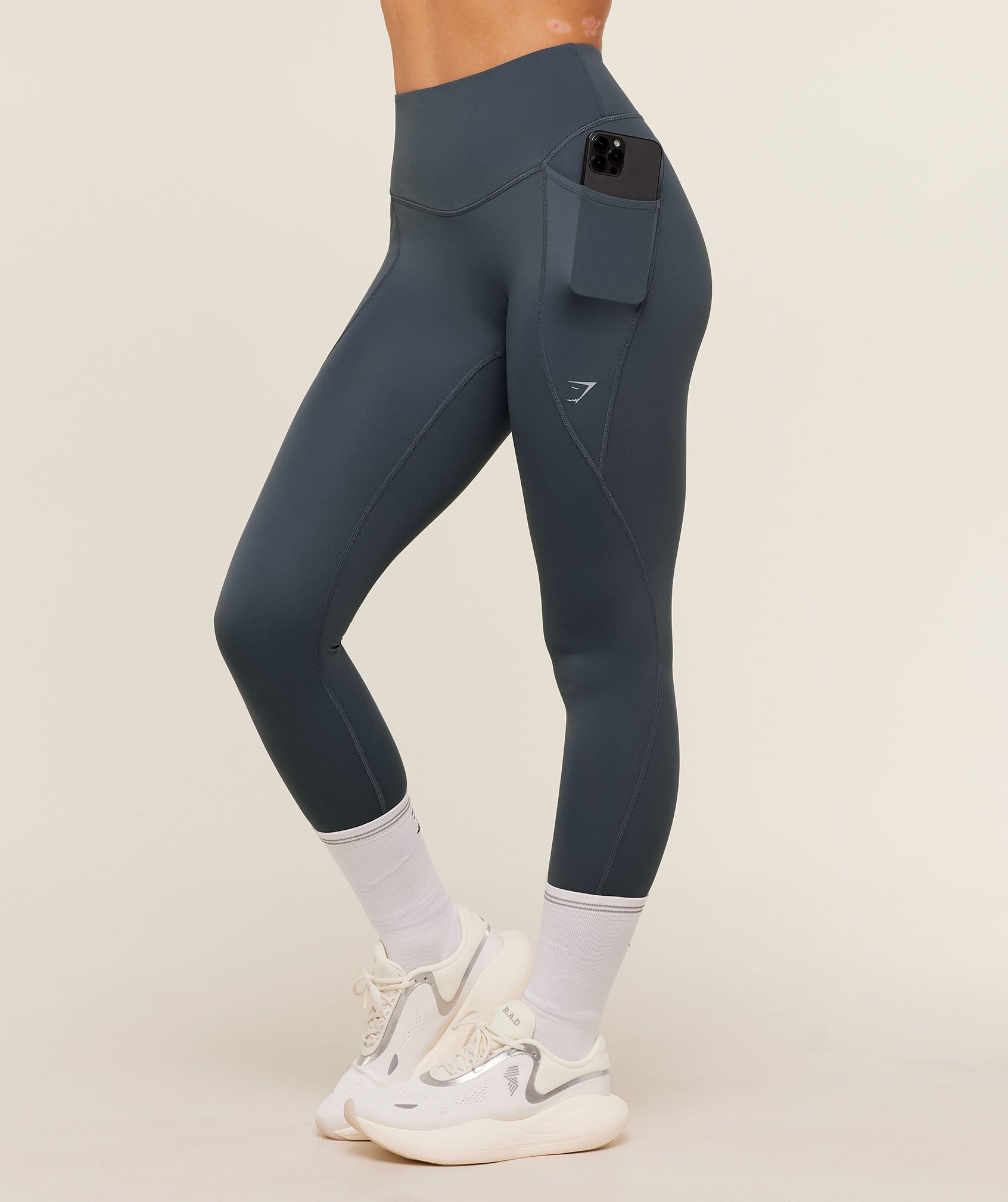 Women's Gymshark Running Pocket Leggings Titanium Blue