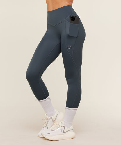 Women's Gymshark Running Pocket Leggings Titanium Blue