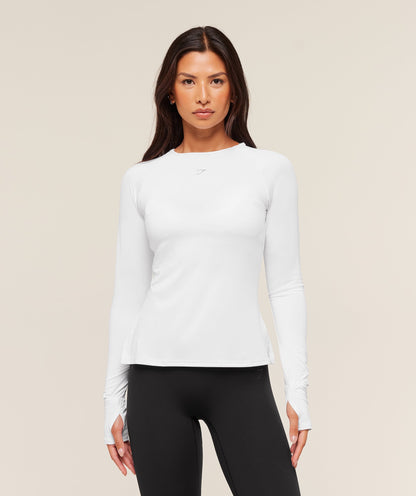 Women's Gymshark Running Long Sleeve Top White