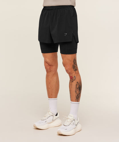 Gymshark Running Elite 2 In 1 5" Shorts Black