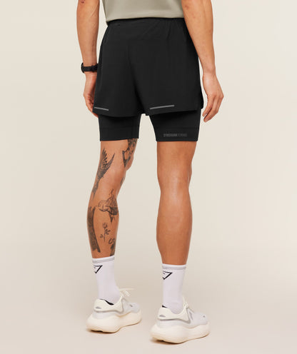 Gymshark Running Elite 2 In 1 5" Shorts Black